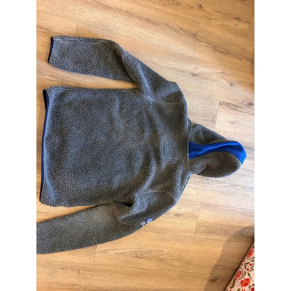 Superdry Polar Sherpa Fleece Hoodie Mens XL Grey Blue Full Zip Jacket Mountain - Picture 7 of 7